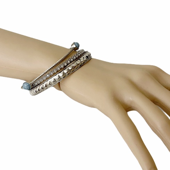5/$20 Silver plated bangles, stone and crystal details - Picture 2 of 7
